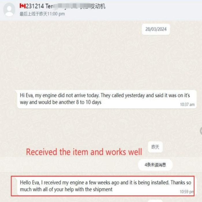 Happy clients from China to canada