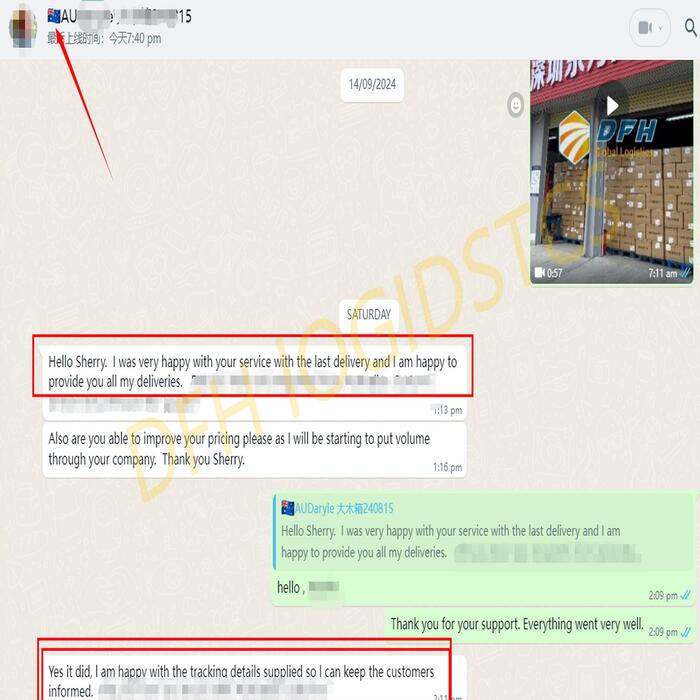 Happy clients from China to Australia