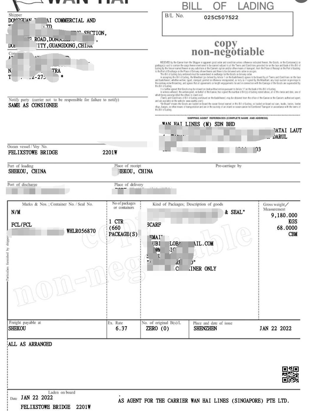 Bill of Lading