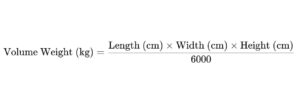 Volume weight Formula