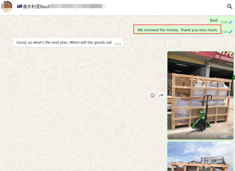 Happy clients from China to Australia