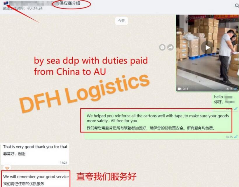 DFH Logistics Happy clients from Australia