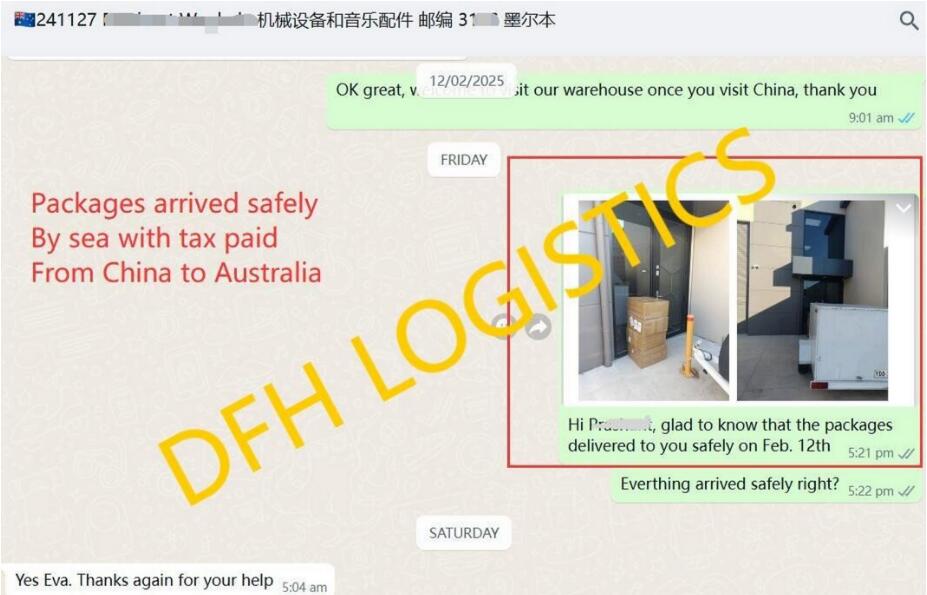 DFH Logistics Happy clients from Australia