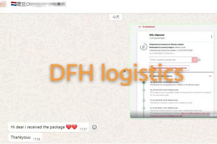 DHL shipping from China to Netherland