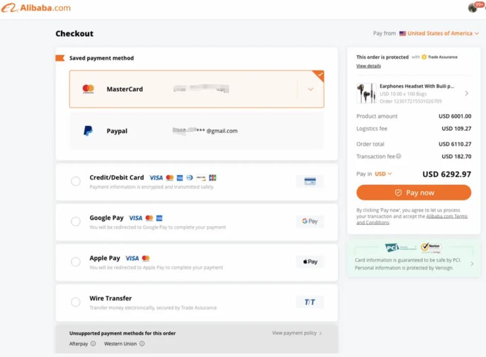 secure Alibaba payment