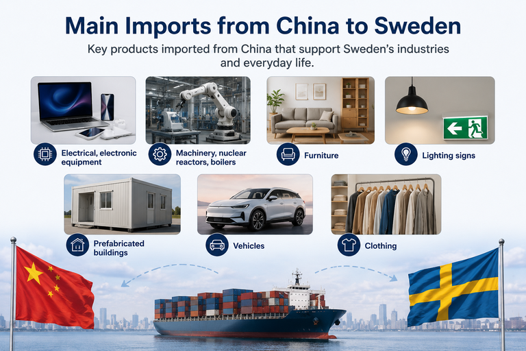 commonly imports from china to sweden