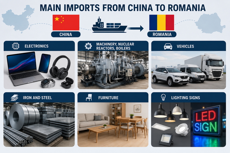 main imports from china to romania