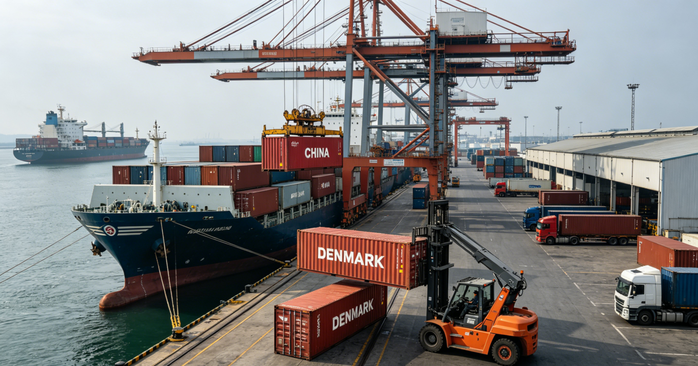 Main Shipping Routes China to Denmark
