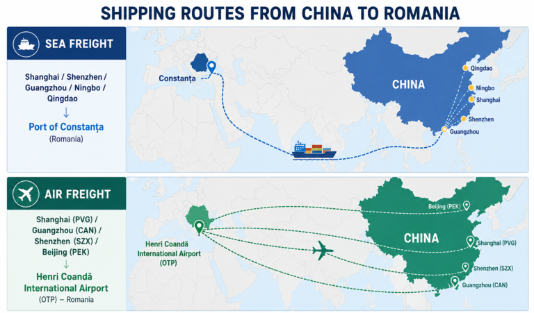 shipping routes from china to romania